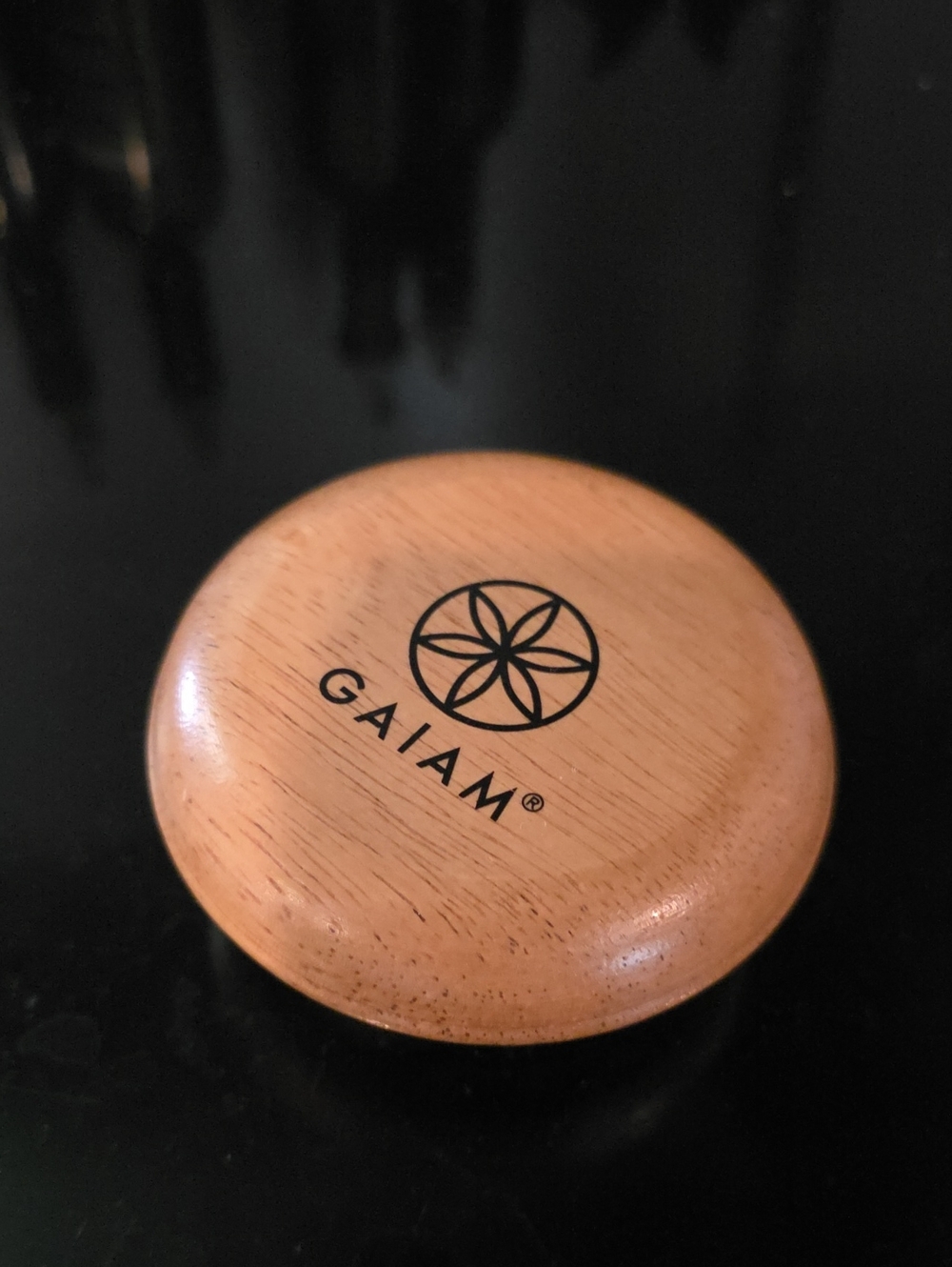 GAIAM Wooden Massage Disc - Light Brown with Black Logo